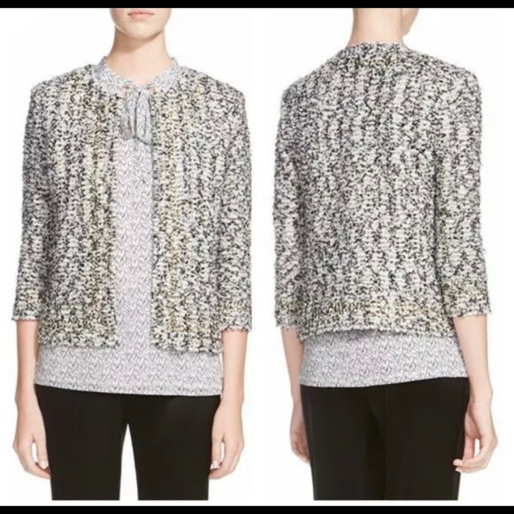 St. John Couture Amour Embellished Metallic Tweed Jacket